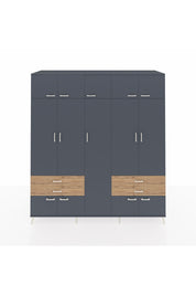 Kronos Dolap 12 Raflı 4 Çekmeceli 2 Askılı 220x59x243 Antrasit-Antrasit/Çam