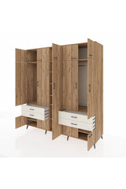 Kronos Dolap 12 Raflı 4 Çekmeceli 2 Askılı 220x59x243 Çam-Çam/Aytaşı