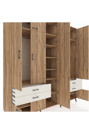 Kronos Dolap 12 Raflı 4 Çekmeceli 2 Askılı 220x59x243 Çam-Çam/Aytaşı