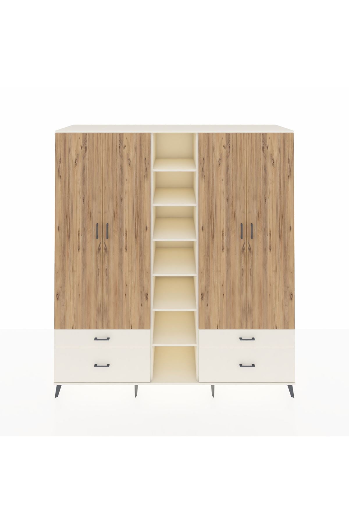 Kronos Dolap 12 Raflı 4 Çekmeceli 2 Askılı 220x59x243 Aytaşı-Çam/Aytaşı