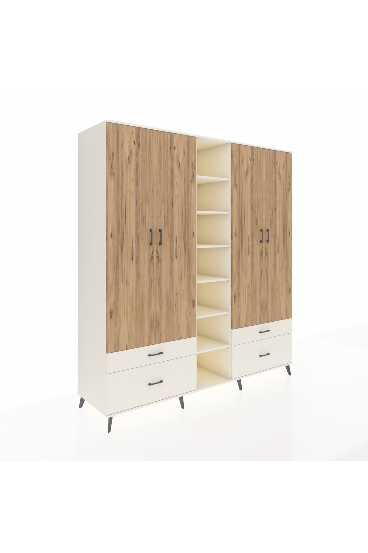 Kronos Dolap 12 Raflı 4 Çekmeceli 2 Askılı 220x59x243 Aytaşı-Çam/Aytaşı