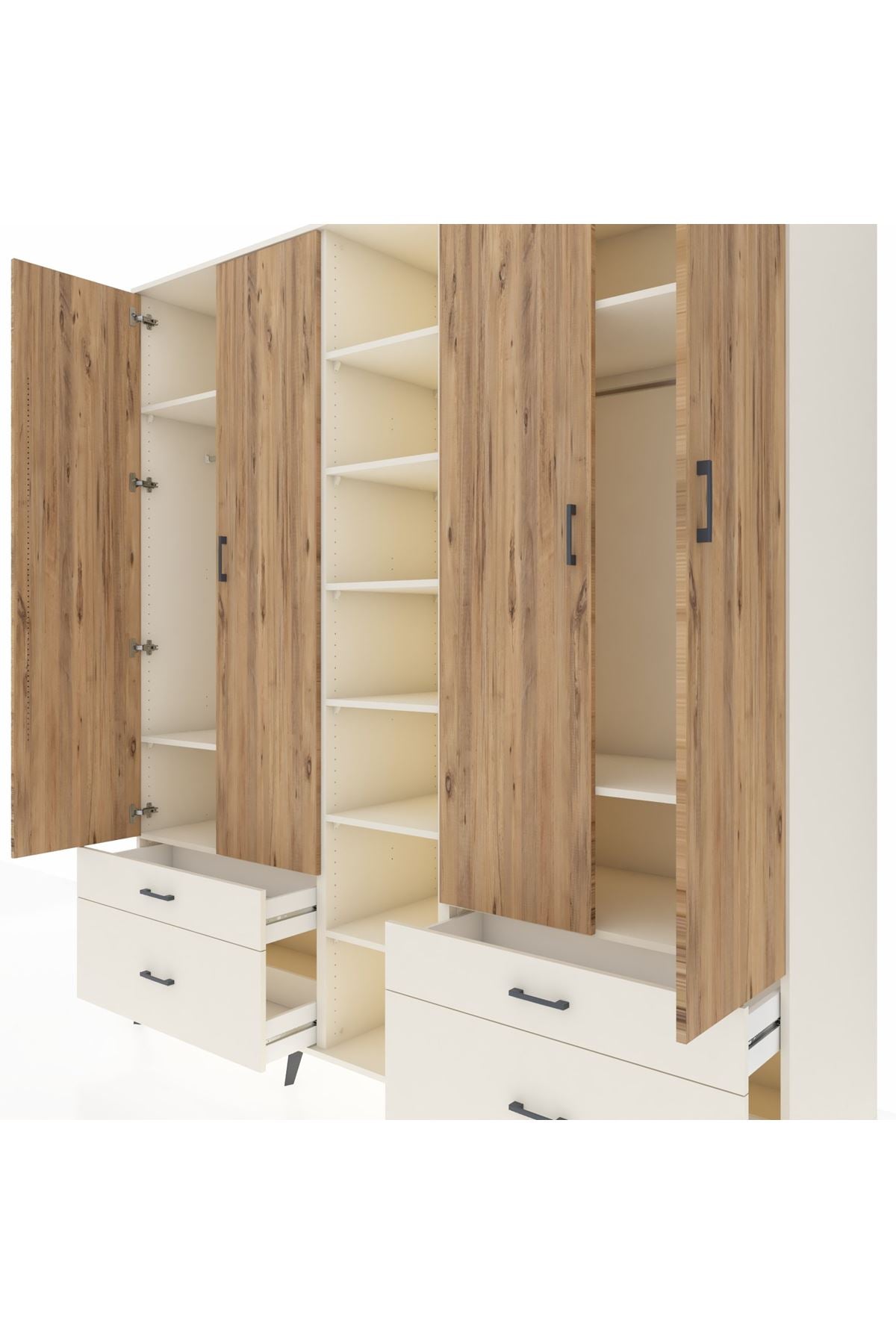 Kronos Dolap 12 Raflı 4 Çekmeceli 2 Askılı 220x59x243 Aytaşı-Çam/Aytaşı