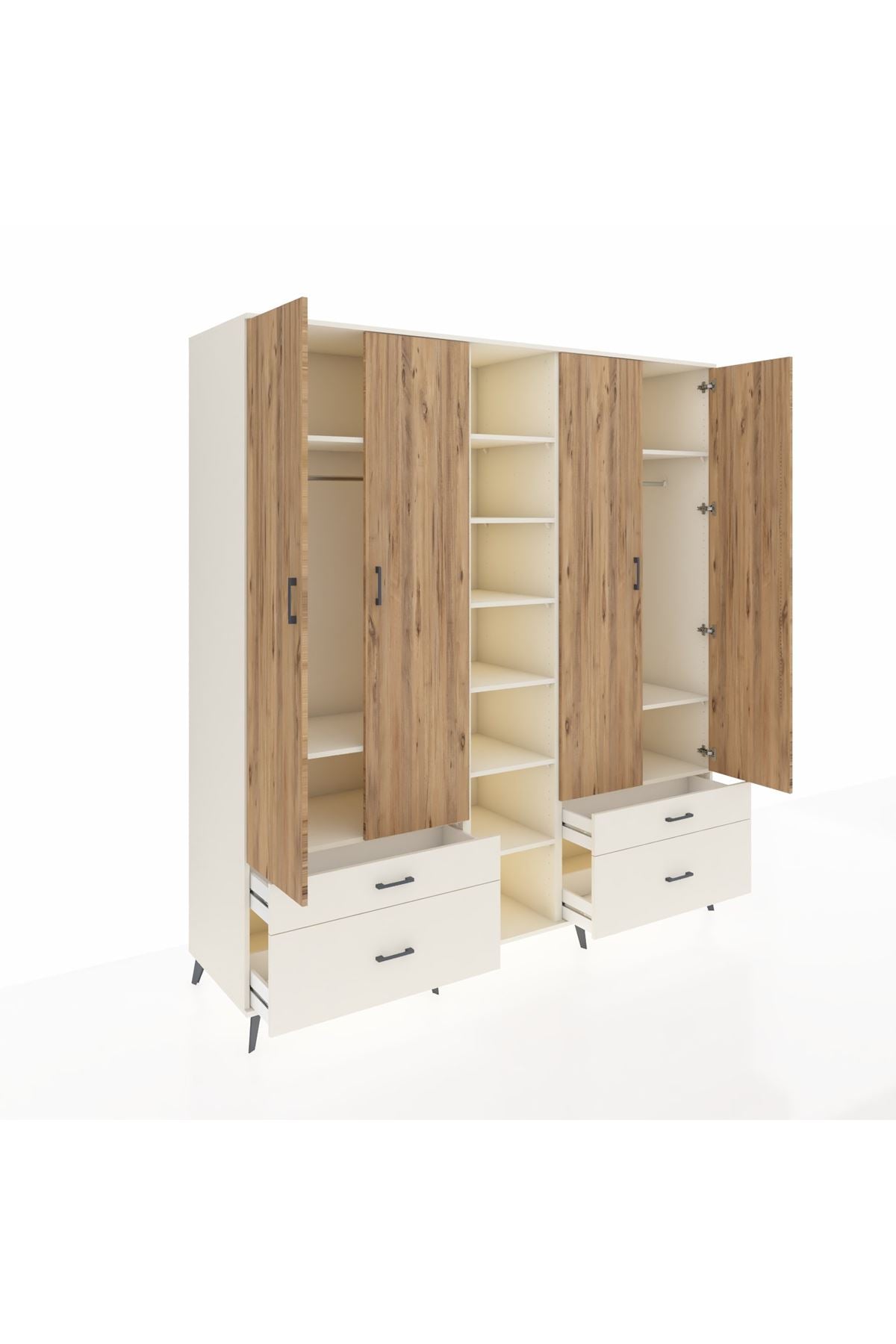 Kronos Dolap 12 Raflı 4 Çekmeceli 2 Askılı 220x59x243 Aytaşı-Çam/Aytaşı