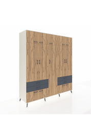 Kronos Dolap 12 Raflı 4 Çekmeceli 2 Askılı 220x59x243 Aytaşı-Çam/Antrasit