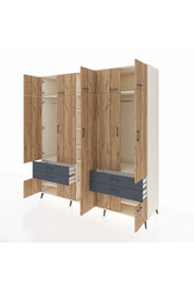 Kronos Dolap 12 Raflı 4 Çekmeceli 2 Askılı 220x59x243 Aytaşı-Çam/Antrasit