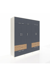 Kronos Dolap 12 Raflı 4 Çekmeceli 2 Askılı 220x59x243 Aytaşı-Antrasit/Çam