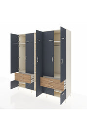 Kronos Dolap 12 Raflı 4 Çekmeceli 2 Askılı 220x59x243 Aytaşı-Antrasit/Çam