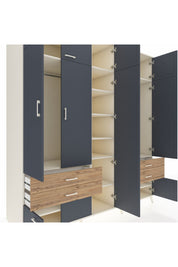 Kronos Dolap 12 Raflı 4 Çekmeceli 2 Askılı 220x59x243 Aytaşı-Antrasit/Çam