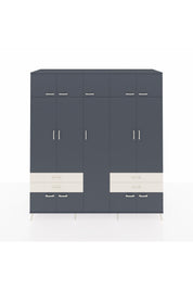 Kronos Dolap 12 Raflı 4 Çekmeceli 2 Askılı 220x59x243 Antrasit-Antrasit/Aytaşı