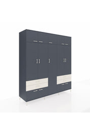 Kronos Dolap 12 Raflı 4 Çekmeceli 2 Askılı 220x59x243 Antrasit-Antrasit/Aytaşı