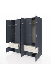 Kronos Dolap 12 Raflı 4 Çekmeceli 2 Askılı 220x59x243 Antrasit-Antrasit/Aytaşı