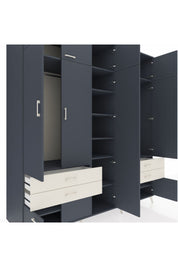 Kronos Dolap 12 Raflı 4 Çekmeceli 2 Askılı 220x59x243 Antrasit-Antrasit/Aytaşı