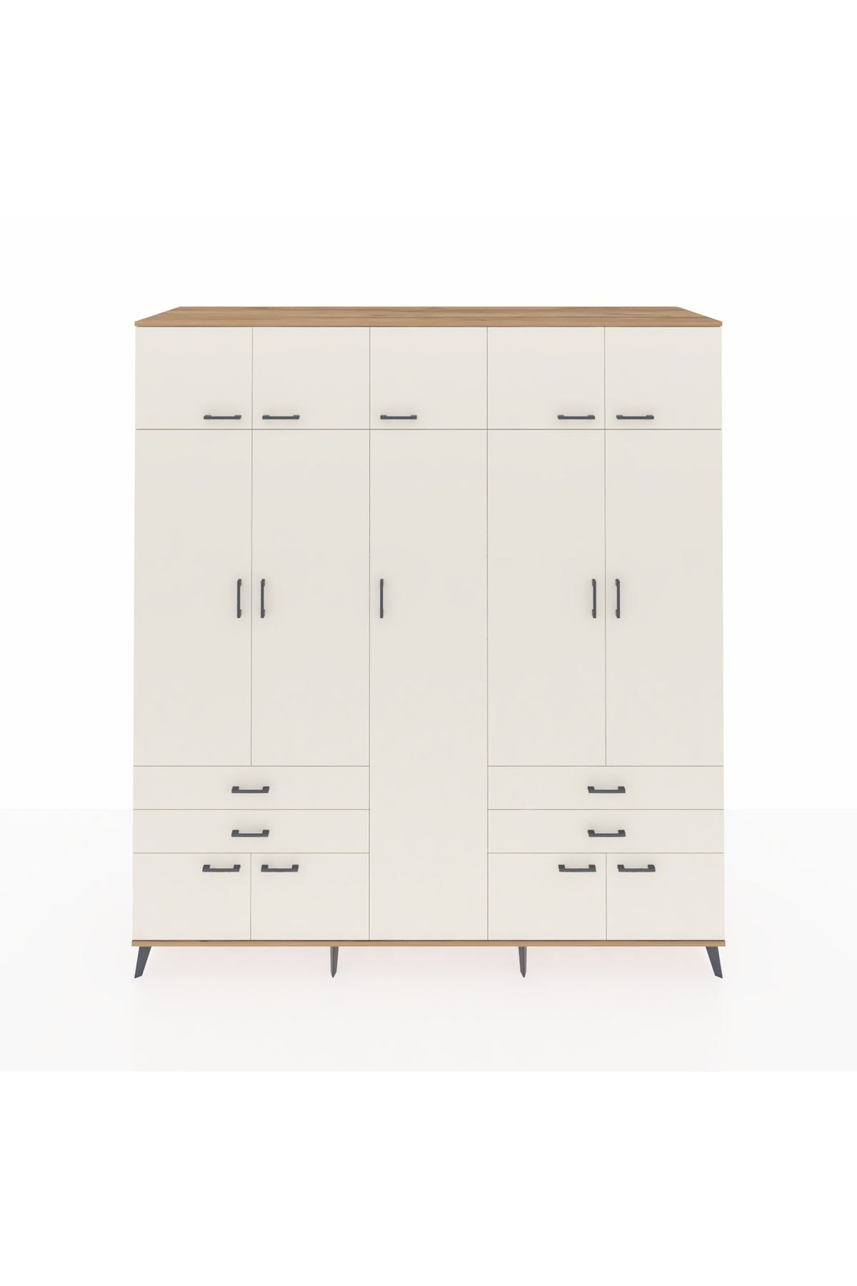 Kronos Dolap 12 Raflı 4 Çekmeceli 2 Askılı 220x59x243 Çam-Aytaşı/Aytaşı