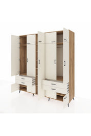 Kronos Dolap 12 Raflı 4 Çekmeceli 2 Askılı 220x59x243 Çam-Aytaşı/Aytaşı