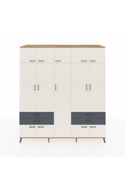 Kronos Dolap 12 Raflı 4 Çekmeceli 2 Askılı 220x59x243 Çam-Aytaşı/Antrasit