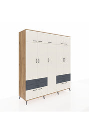 Kronos Dolap 12 Raflı 4 Çekmeceli 2 Askılı 220x59x243 Çam-Aytaşı/Antrasit