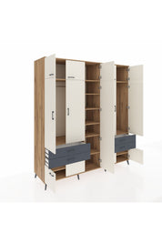 Kronos Dolap 12 Raflı 4 Çekmeceli 2 Askılı 220x59x243 Çam-Aytaşı/Antrasit