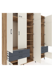 Kronos Dolap 12 Raflı 4 Çekmeceli 2 Askılı 220x59x243 Çam-Aytaşı/Antrasit