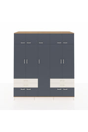 Kronos Dolap 12 Raflı 4 Çekmeceli 2 Askılı 220x59x243 Çam-Antrasit/Aytaşı