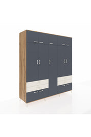 Kronos Dolap 12 Raflı 4 Çekmeceli 2 Askılı 220x59x243 Çam-Antrasit/Aytaşı