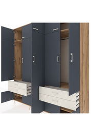 Kronos Dolap 12 Raflı 4 Çekmeceli 2 Askılı 220x59x243 Çam-Antrasit/Aytaşı