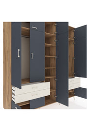 Kronos Dolap 12 Raflı 4 Çekmeceli 2 Askılı 220x59x243 Çam-Antrasit/Aytaşı