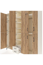 Kronos Dolap 10 Raflı 2 Çekmeceli 4 Askılı 220x59x243 Aytaşı-Çam/Aytaşı