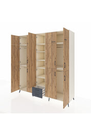 Kronos Dolap 10 Raflı 2 Çekmeceli 4 Askılı 220x59x243 Aytaşı-Çam/Antrasit