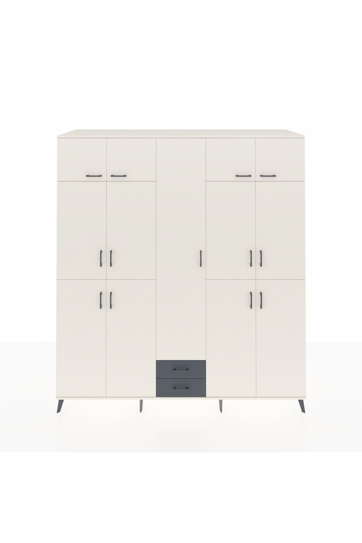 Kronos Dolap 10 Raflı 2 Çekmeceli 4 Askılı 220x59x243 Aytaşı-Aytaşı/Antrasit