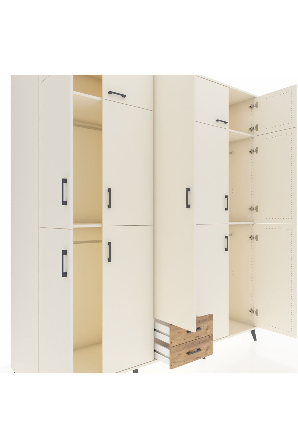 Kronos Dolap 10 Raflı 2 Çekmeceli 4 Askılı 220x59x243 - S784M012V06C