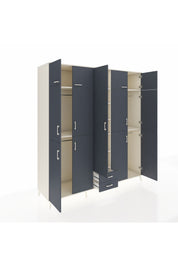 Kronos Dolap 10 Raflı 2 Çekmeceli 4 Askılı 220x59x243 Aytaşı-Antrasit/Antrasit