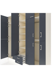 Kronos Dolap 10 Raflı 2 Çekmeceli 4 Askılı 220x59x243 Aytaşı-Antrasit/Antrasit