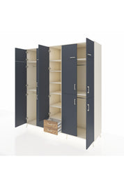 Kronos Dolap 10 Raflı 2 Çekmeceli 4 Askılı 220x59x243 Aytaşı-Antrasit/Çam