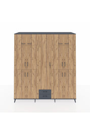 Kronos Dolap 10 Raflı 2 Çekmeceli 4 Askılı 220x59x243 Antrasit-Çam/Antrasit