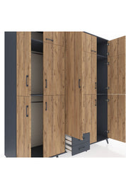 Kronos Dolap 10 Raflı 2 Çekmeceli 4 Askılı 220x59x243 Antrasit-Çam/Antrasit