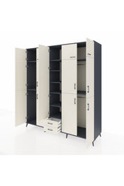 Kronos Dolap 10 Raflı 2 Çekmeceli 4 Askılı 220x59x243 Antrasit-Aytaşı/Aytaşı