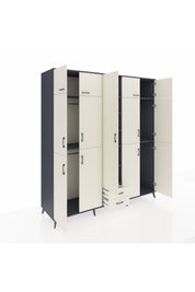 Kronos Dolap 10 Raflı 2 Çekmeceli 4 Askılı 220x59x243 Antrasit-Aytaşı/Aytaşı