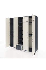 Kronos Dolap 10 Raflı 2 Çekmeceli 4 Askılı 220x59x243 Antrasit-Aytaşı/Antrasit