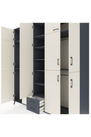 Kronos Dolap 10 Raflı 2 Çekmeceli 4 Askılı 220x59x243 Antrasit-Aytaşı/Antrasit