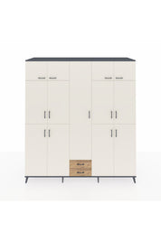 Kronos Dolap 10 Raflı 2 Çekmeceli 4 Askılı 220x59x243 Antrasit-Aytaşı/Çam