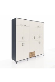 Kronos Dolap 10 Raflı 2 Çekmeceli 4 Askılı 220x59x243 Antrasit-Aytaşı/Çam