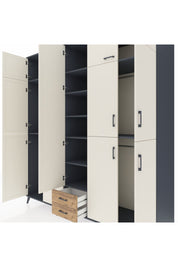 Kronos Dolap 10 Raflı 2 Çekmeceli 4 Askılı 220x59x243 Antrasit-Aytaşı/Çam