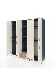 Kronos Dolap 10 Raflı 2 Çekmeceli 4 Askılı 220x59x243 Antrasit-Aytaşı/Çam