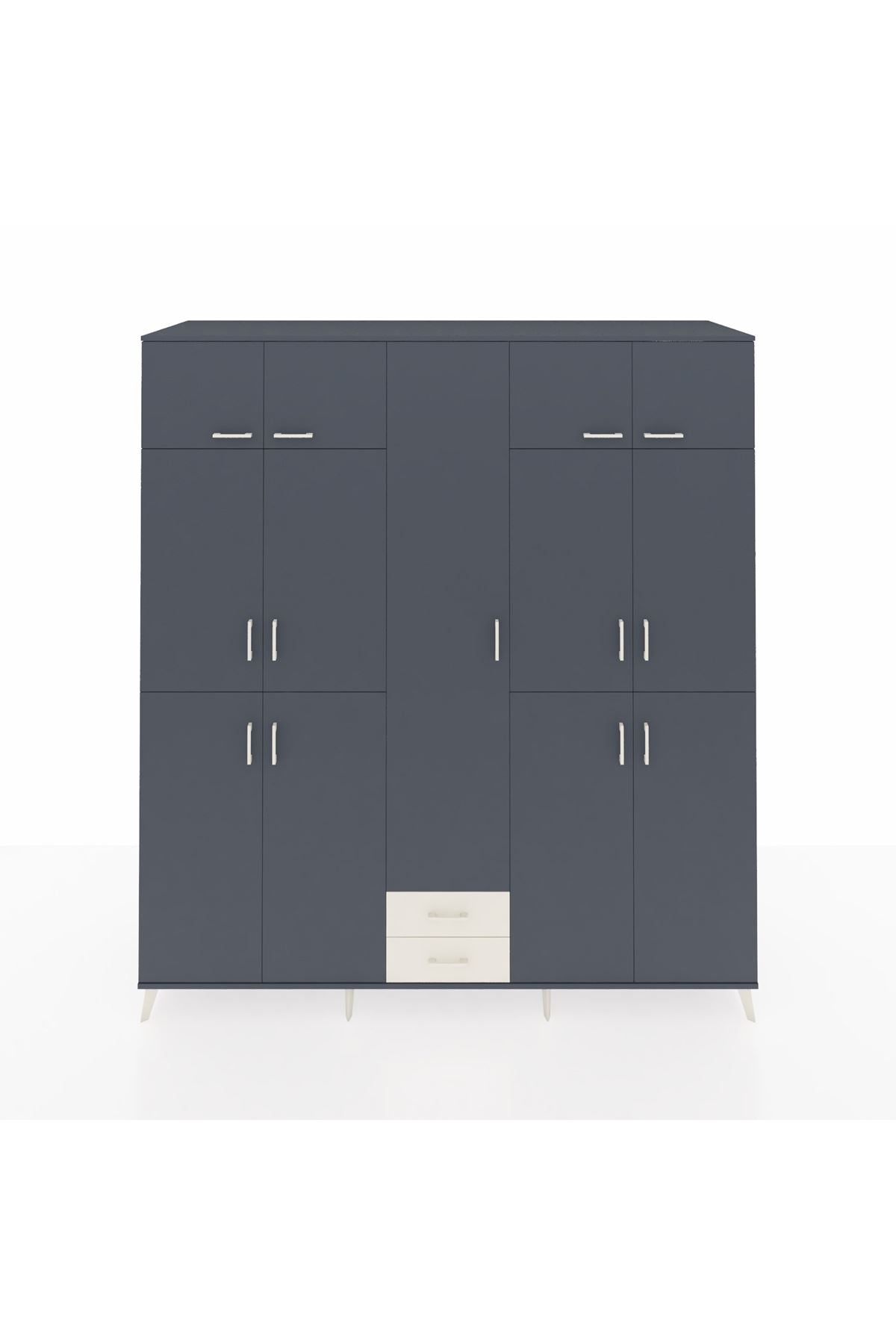 Kronos Dolap 10 Raflı 2 Çekmeceli 4 Askılı 220x59x243 Antrasit-Antrasit/Aytaşı