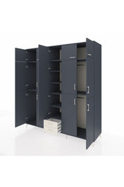 Kronos Dolap 10 Raflı 2 Çekmeceli 4 Askılı 220x59x243 Antrasit-Antrasit/Aytaşı