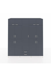 Kronos Dolap 10 Raflı 2 Çekmeceli 4 Askılı 220x59x243 Antrasit-Antrasit/Antrasit