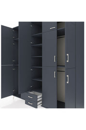 Kronos Dolap 10 Raflı 2 Çekmeceli 4 Askılı 220x59x243 Antrasit-Antrasit/Antrasit
