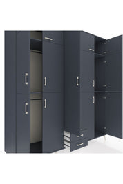 Kronos Dolap 10 Raflı 2 Çekmeceli 4 Askılı 220x59x243 Antrasit-Antrasit/Antrasit