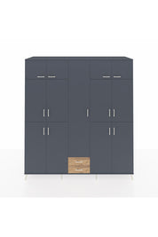 Kronos Dolap 10 Raflı 2 Çekmeceli 4 Askılı 220x59x243 Antrasit-Antrasit/Çam