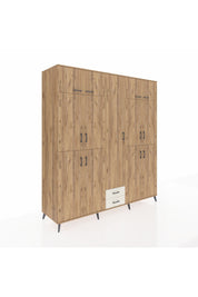 Kronos Dolap 10 Raflı 2 Çekmeceli 4 Askılı 220x59x243 Çam-Çam/Aytaşı